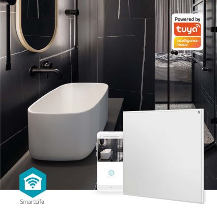 Infrarood verwarmingspaneel 350 W/230 V 59,8 x 62 cm IP44 Wi-Fi Tuya + afstandsbediening
