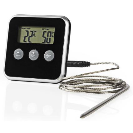 Meat thermometer with digital display and timer 0-250 °C 1xAAA