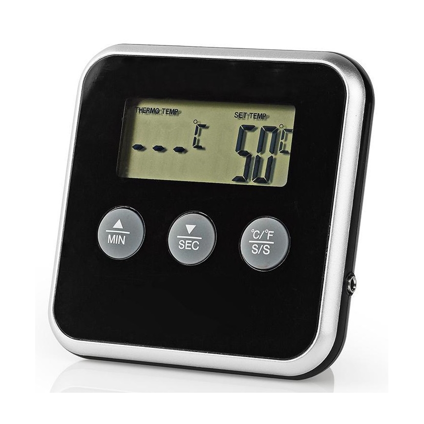 Meat thermometer with digital display and timer 0-250 °C 1xAAA