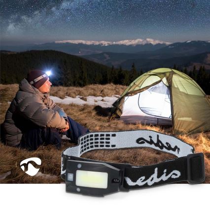 Lampe frontale rechargeable LED à intensité réglable avec capteur de mouvement LED/5V, 500 mAh, IPX4, noire