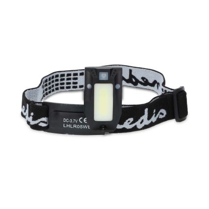 Lampe frontale rechargeable LED à intensité réglable avec capteur de mouvement LED/5V, 500 mAh, IPX4, noire