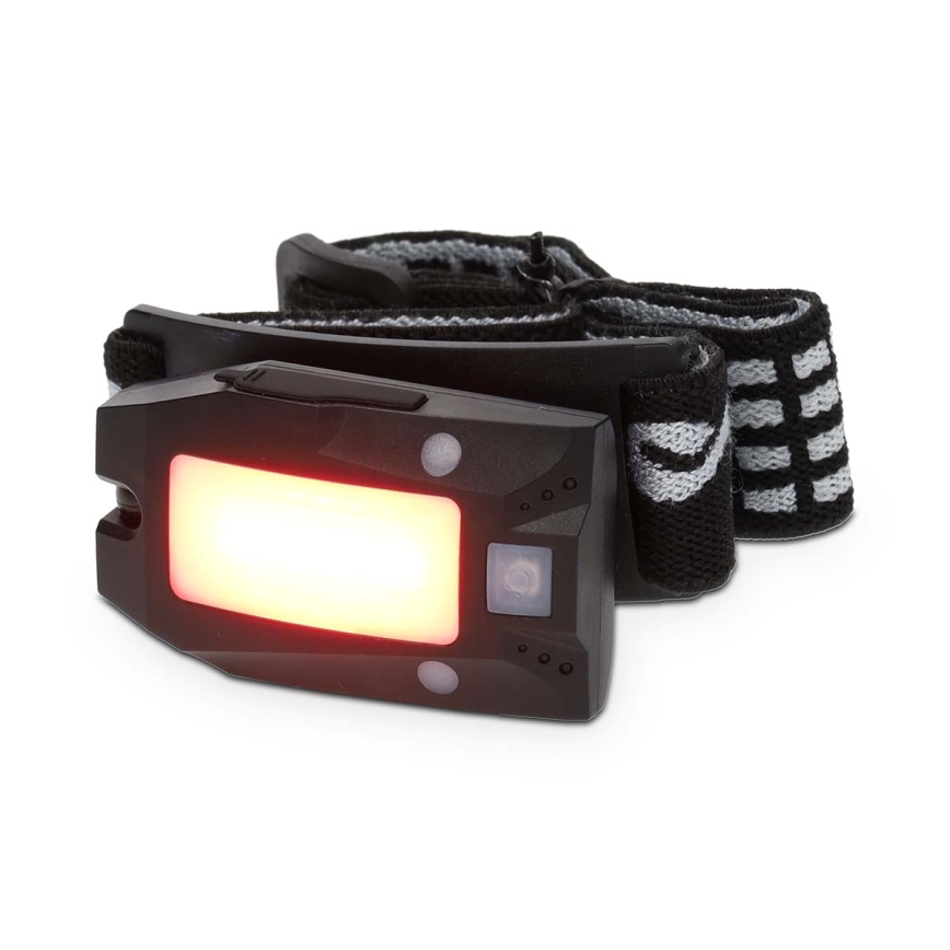Lampe frontale rechargeable LED à intensité réglable avec capteur de mouvement LED/5V, 500 mAh, IPX4, noire