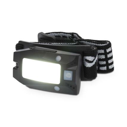 Lampe frontale rechargeable LED à intensité réglable avec capteur de mouvement LED/5V, 500 mAh, IPX4, noire