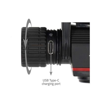 Dimbare oplaadbare aluminium LED-hoofdlamp LED/10W/5V 2200 mAh IPX8 zwart