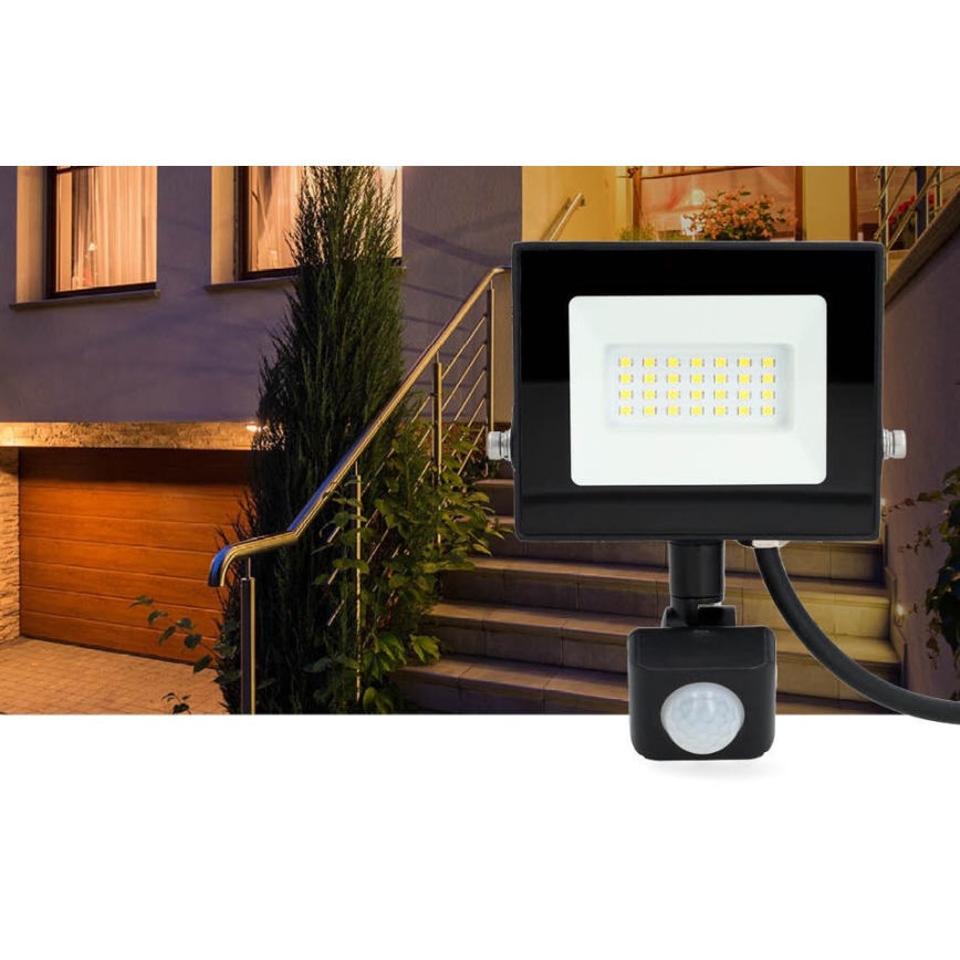 LED Schijnwerper met sensor LED/20W/230V 4000K IP44