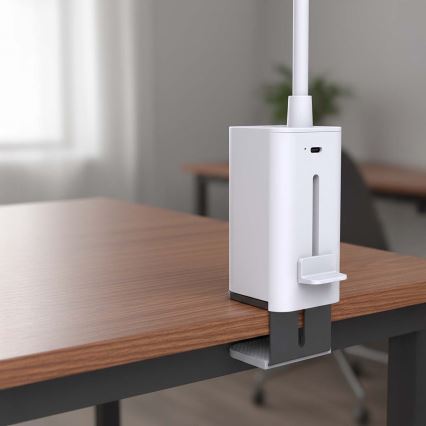 Lampe de bureau LED dimmable rechargeable à commande tactile, flexible, avec pince — LED/5W/1200 mAh, blanche