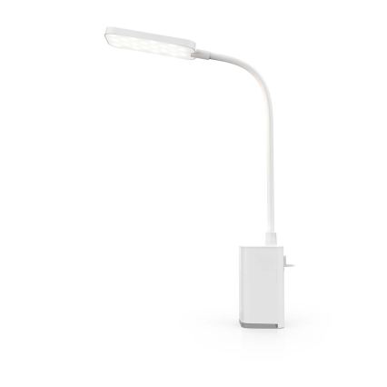 Lampe de bureau LED dimmable rechargeable à commande tactile, flexible, avec pince — LED/5W/1200 mAh, blanche