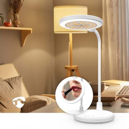 LED Dimbare oplaadbare touchlamp met spiegel LED/6W/1200 mAh 3000/4000/5700K CRI 90 wit