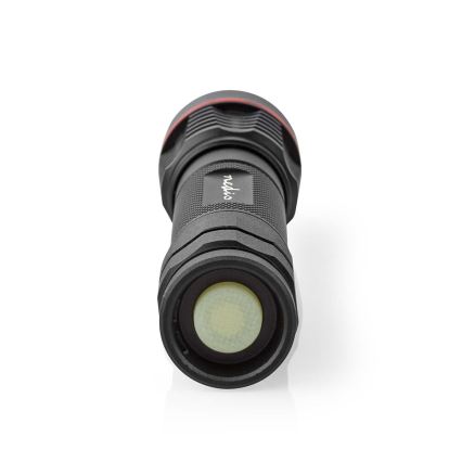 Dimbare oplaadbare zaklamp van aluminium, LED 10W/5V, 2200 mAh, IPX7, zwart