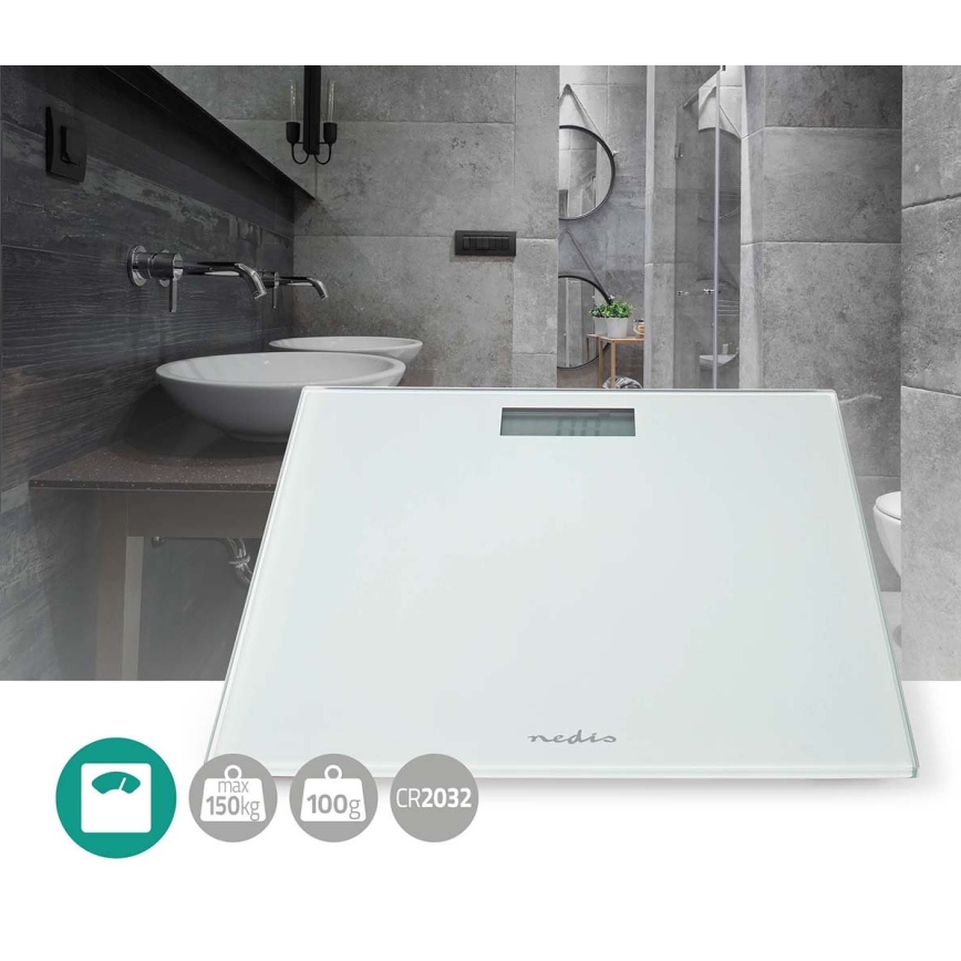 Digitale personenweegschaal 1xCR2032 wit