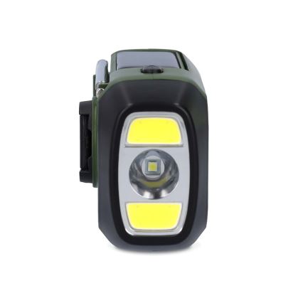 Radio DAB+/FM à manivelle avec panneau solaire et lampe torche LED 5V/2500 mAh vert/noir