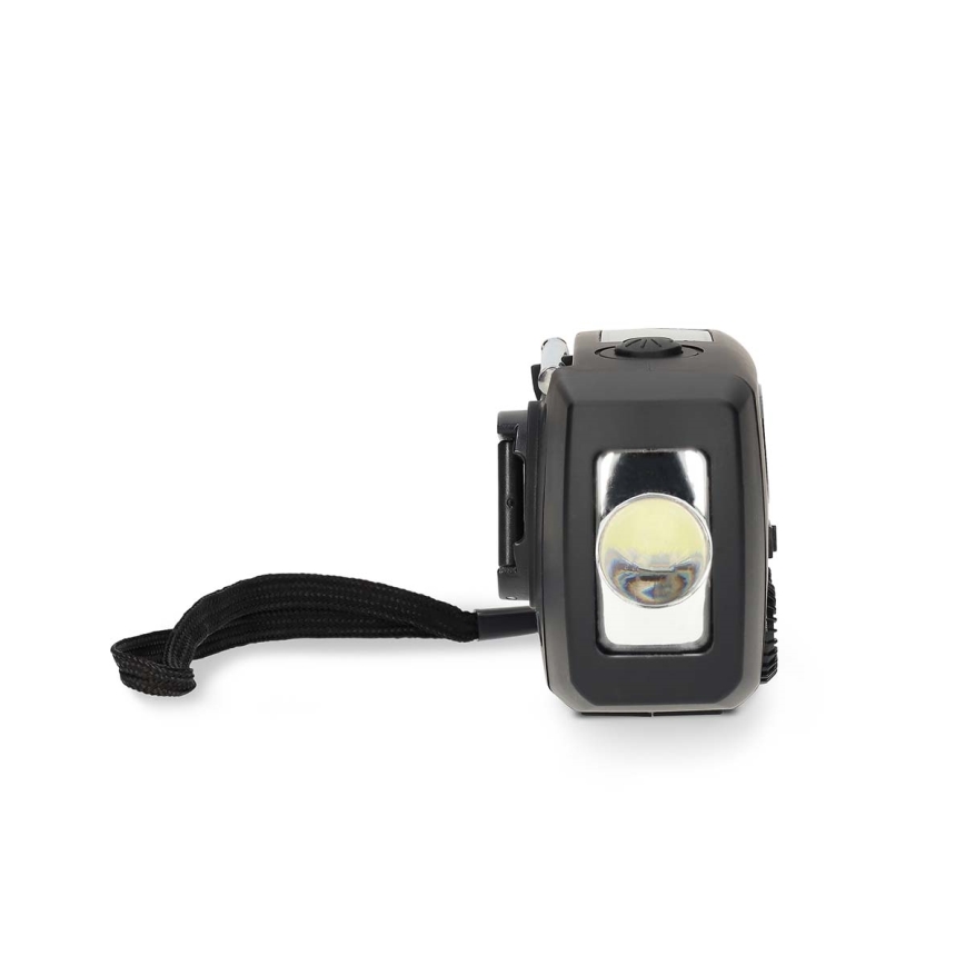 Opwindbare AM/FM-radio met zonnepaneel en LED-zaklamp, 2000 mAh oplaadbare accu