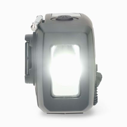 Opwindbare AM/FM-radio met zonnepaneel en LED-zaklamp, 2000 mAh oplaadbare accu