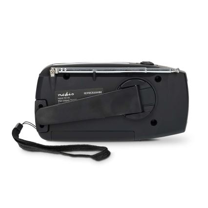 Radio AM/FM à manivelle avec panneau solaire et lampe torche LED — batterie 2000 mAh