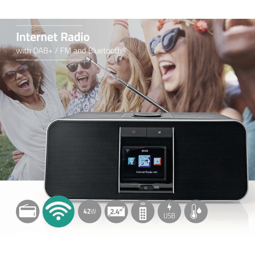 Radio internet multifonctions 42W/230V Wi-Fi Bluetooth USB+ télécommande