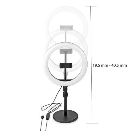 LED dimbare lamp met voet en houder voor vloggen LED/6W/USB 2700-6700K