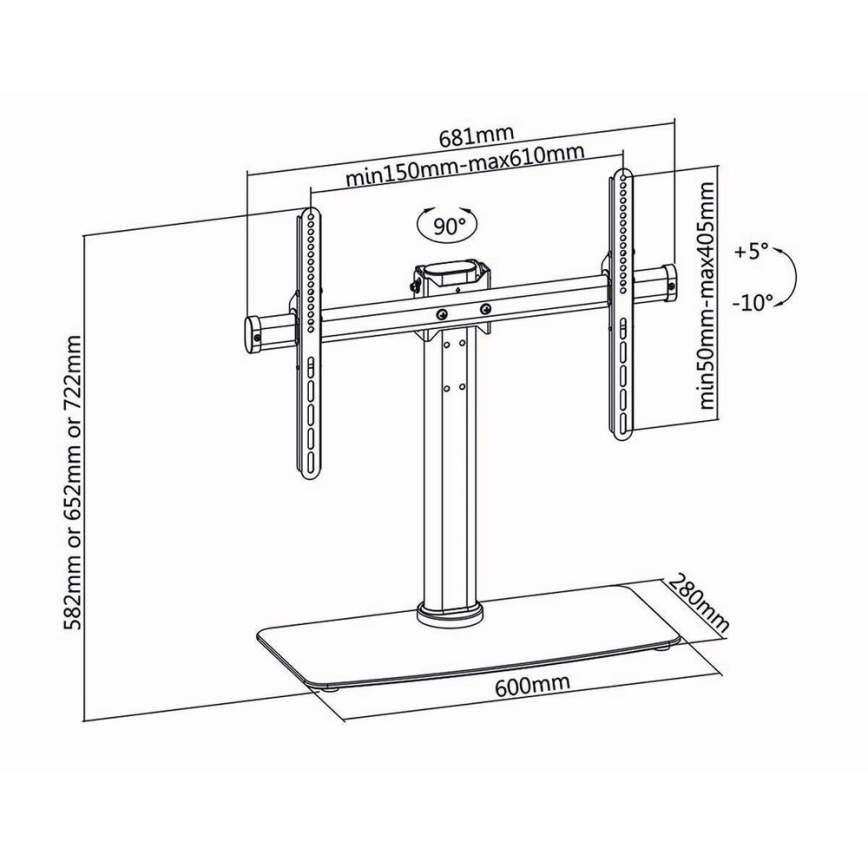 Full Motion TV-standaard voor 32-65 inch / 3 hoogte-instellingen