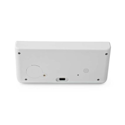 Réveil avec écran LCD et chargeur sans fil 15W/230V + 1xCR2032 blanc