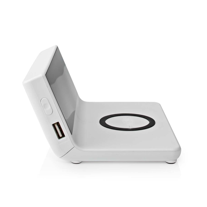 Réveil avec écran LCD et chargeur sans fil 15W/230V + 1xCR2032 blanc