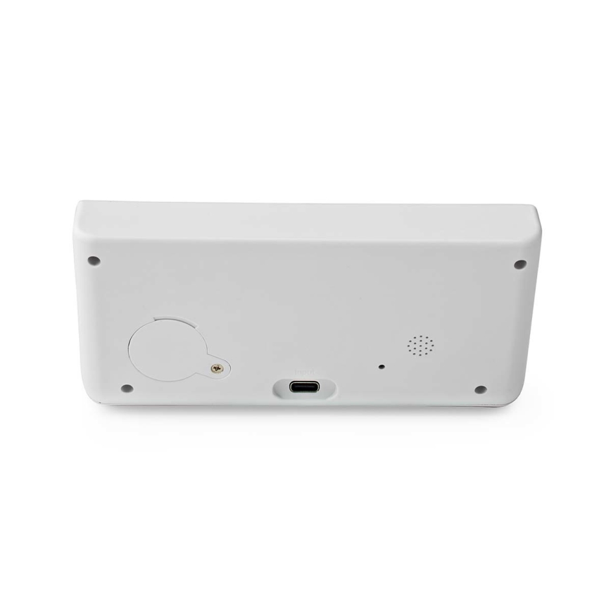 Wekker met LCD scherm en draadloze oplader 15W/230V + 1xCR2032 wit