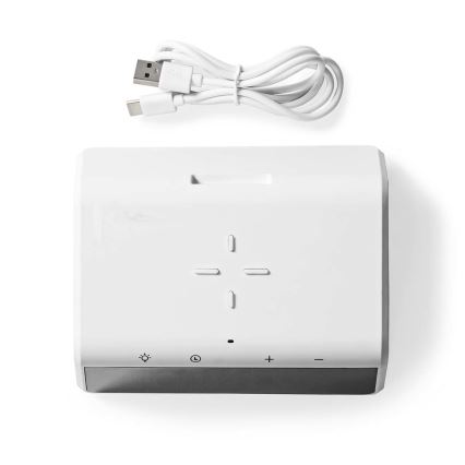 Réveil avec écran LCD et chargeur sans fil 15W/230V blanc