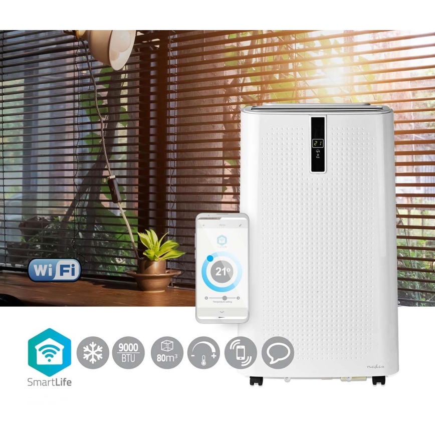 Climatiseur mobile connecté 3en1 avec tous les accessoires 1010 W/230V 9000 BTU Wi-Fi + télécommande