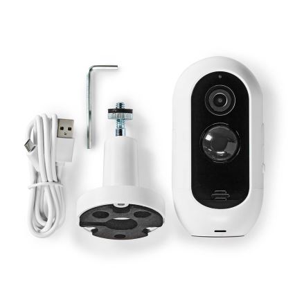 Nedis WIFICBO30WT - Slimme Oplaadbare Camera voor Buiten met PIR sensor 1080p 5V/5200mAh Wi-Fi IP65