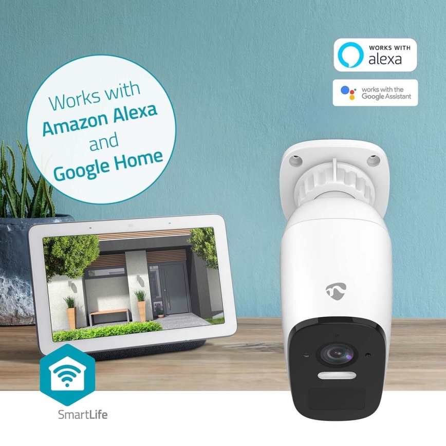 Connecté extérieur rechargeable caméra avec détecteur SmartLife 4MP Quad HD 1440p 5V/5200mAh Wi-Fi Tuya IP66