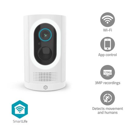 Caméra connectée 3 MP (1296p) — Full HD, batterie 6700 mAh, Wi‑Fi, compatible Tuya, IP65