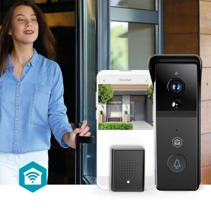 Sonnette vidéo SmartLife avec capteur de mouvement — 4400 mAh, Full HD 1296p, IP44, Wi‑Fi, compatible Tuya