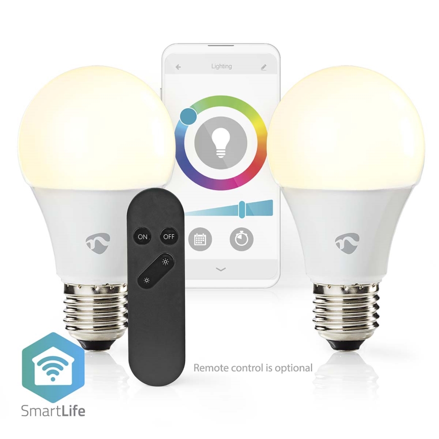 Lot de 2 ampoules LED RGBW dimmables SmartLife E27/9W/230V Wi-Fi 2700-6500K