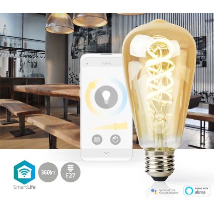 Ampoule LED à intensité variable ST64 E27/4,9W/230V Wi-Fi 1800-6500K