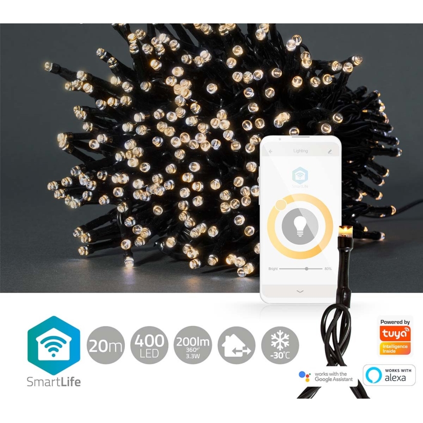 LED Kerst Lichtketting voor Buiten 400xLED/8 functies 25m IP65 Wi-Fi Tuya warm wit