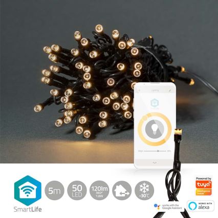 LED Kerst Lichtketting 50xLED/8 functies 10m IP65 Wi-Fi Tuya warm wit