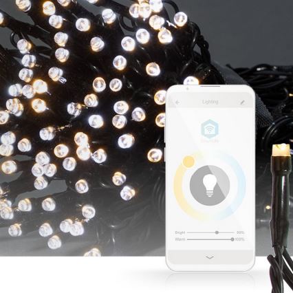 Guirlande lumineuse LED 100×LED, 8 fonctions, 15 m, IP65, Wi‑Fi compatible Tuya