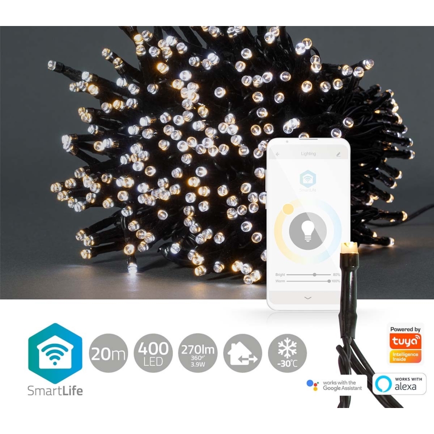 Guirlande de Noël LED d'extérieur 400xLED/8 fonctions 25m IP65 Wi-Fi Tuya blanc chaud à froid