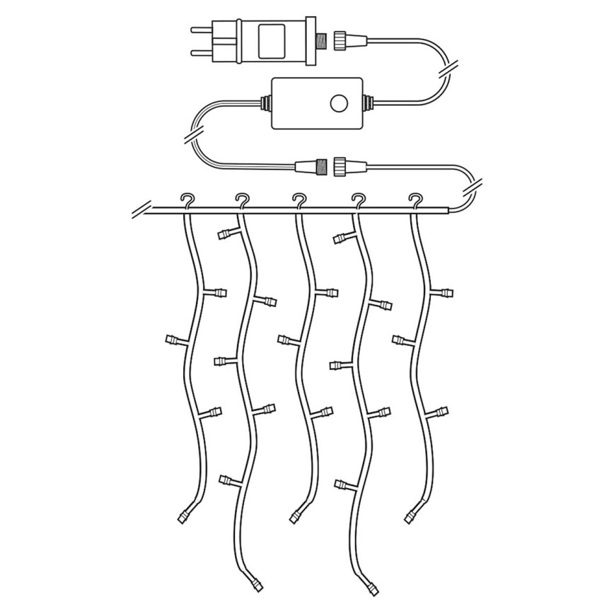 LED kerstgordijn 200×LED / 11 functies, 6 m, IP65, Wi‑Fi (Tuya), warm tot koel wit