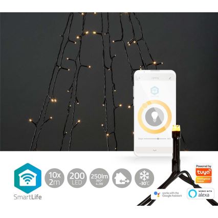Rideau de Noël extérieur 200xLED/8 fonctions 10x2m IP65 Wi-Fi Tuya blanc chaud