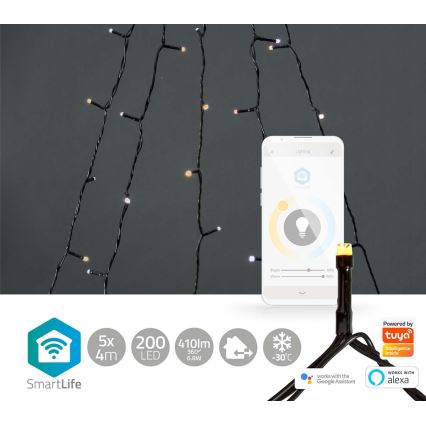 LED Kerst Lichtgordijn voor Buiten 200xLED/8 functies 5x7m IP65 Wi-Fi Tuya warm tot koud wit