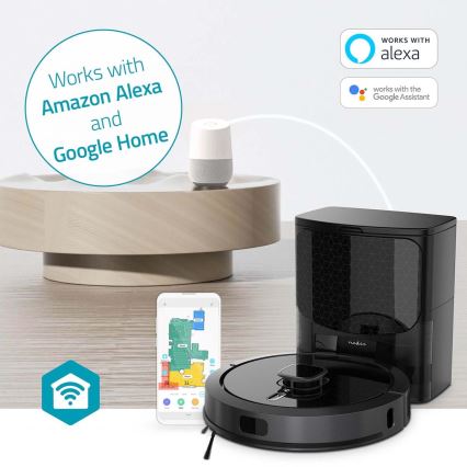 Aspirateur robot connecté avec une serpillère SmartLife 5200 mAh Wi-Fi Tuya noir + Télécommande