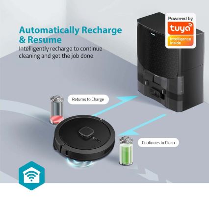Aspirateur robot connecté avec une serpillère SmartLife 5200 mAh Wi-Fi Tuya noir + Télécommande