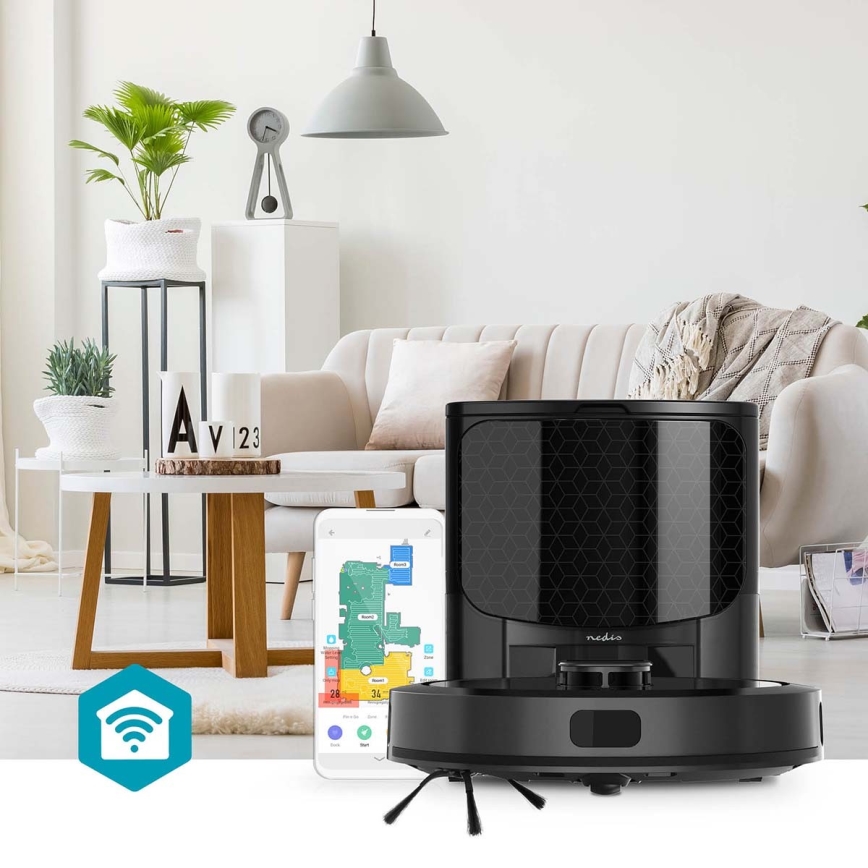 Aspirateur robot connecté avec une serpillère SmartLife 5200 mAh Wi-Fi Tuya noir + Télécommande