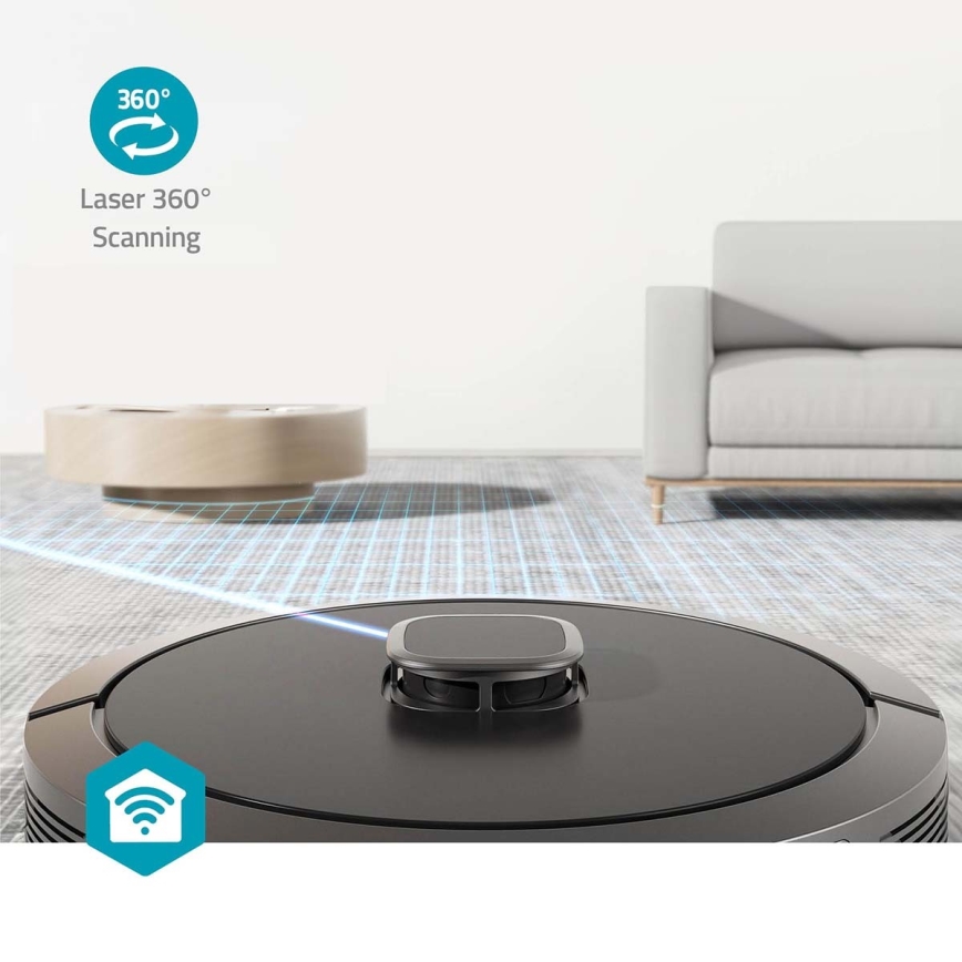 Aspirateur robot connecté avec une serpillère SmartLife 5200 mAh Wi-Fi Tuya noir + Télécommande