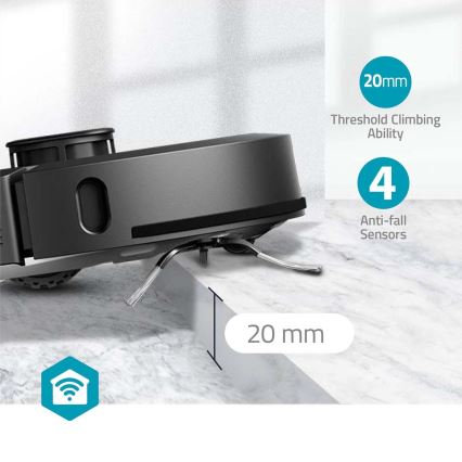 Aspirateur robot connecté avec une serpillère SmartLife 5200 mAh Wi-Fi Tuya noir + Télécommande