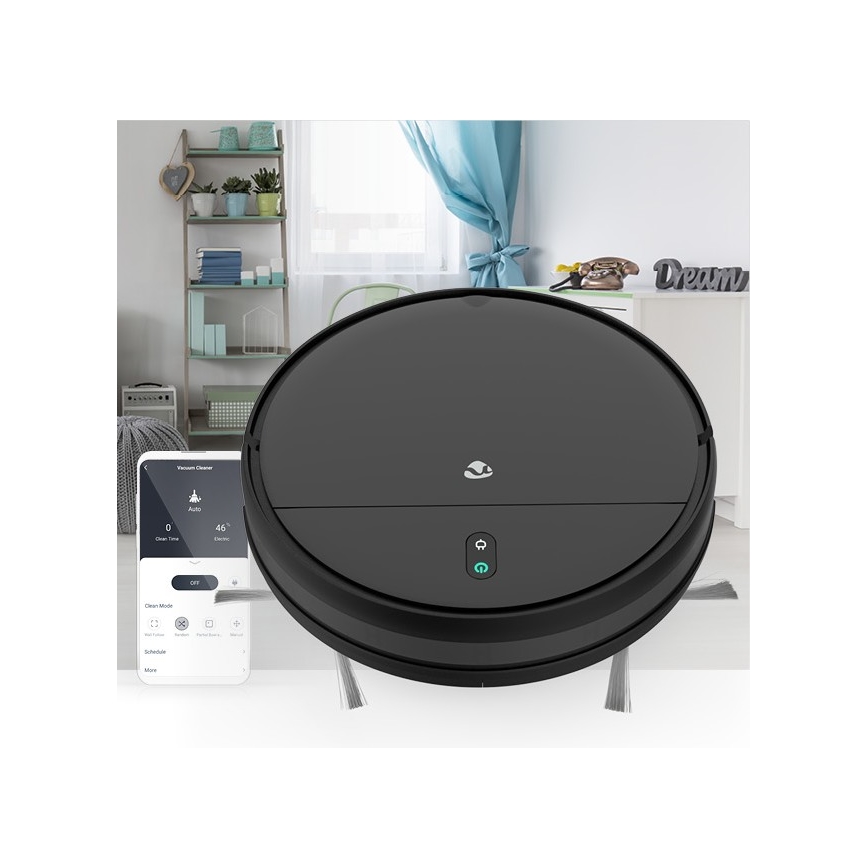 Slimme robotstofzuiger met dweilfunctie 28W/2500 mAh Wi-Fi zwart + afstandsbediening