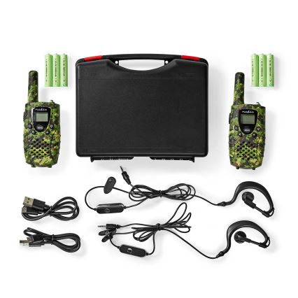 LOT 2x Talkie-walkie avec torche LED 3xAAA portée 8 km camouflage