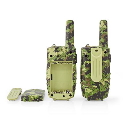 SET 2x Walkietalkie met LED-verlichting 3xAAA bereik 8 km camouflage