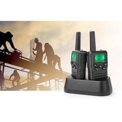 SET 2x Oplaadbare walkietalkie met LED-lampje 1300 mAh bereik 10 km