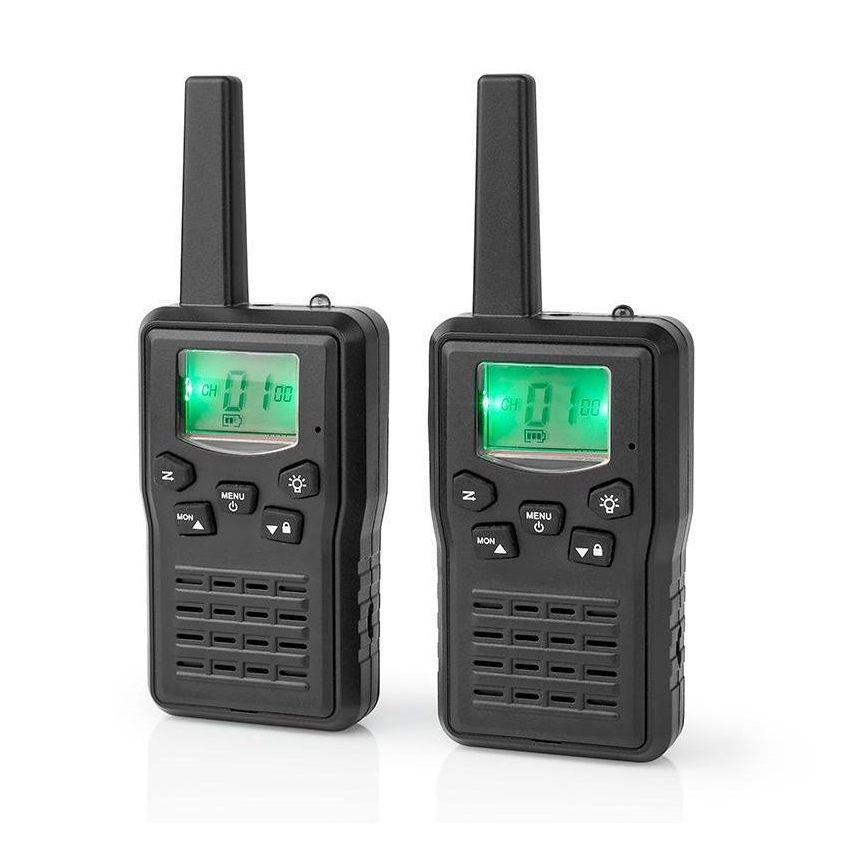 SET 2x Oplaadbare walkietalkie met LED-lampje 1300 mAh bereik 10 km