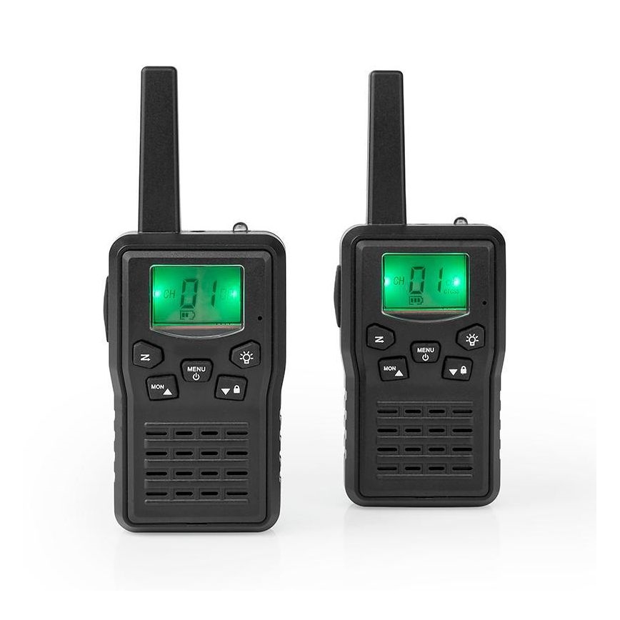 SET 2x Oplaadbare walkietalkie met LED-lampje 1300 mAh bereik 10 km